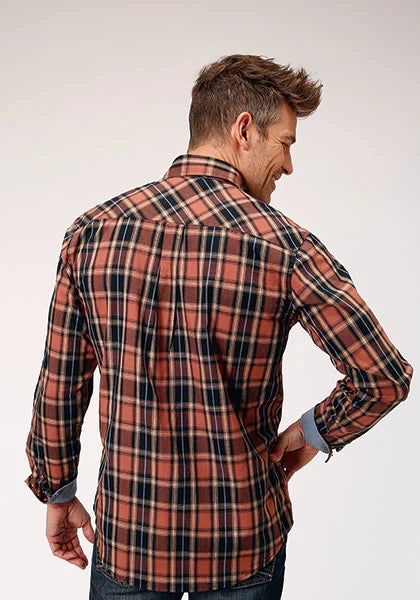 Roper 1853 Dobby Plaid (Brown) - Men's Western Shirt