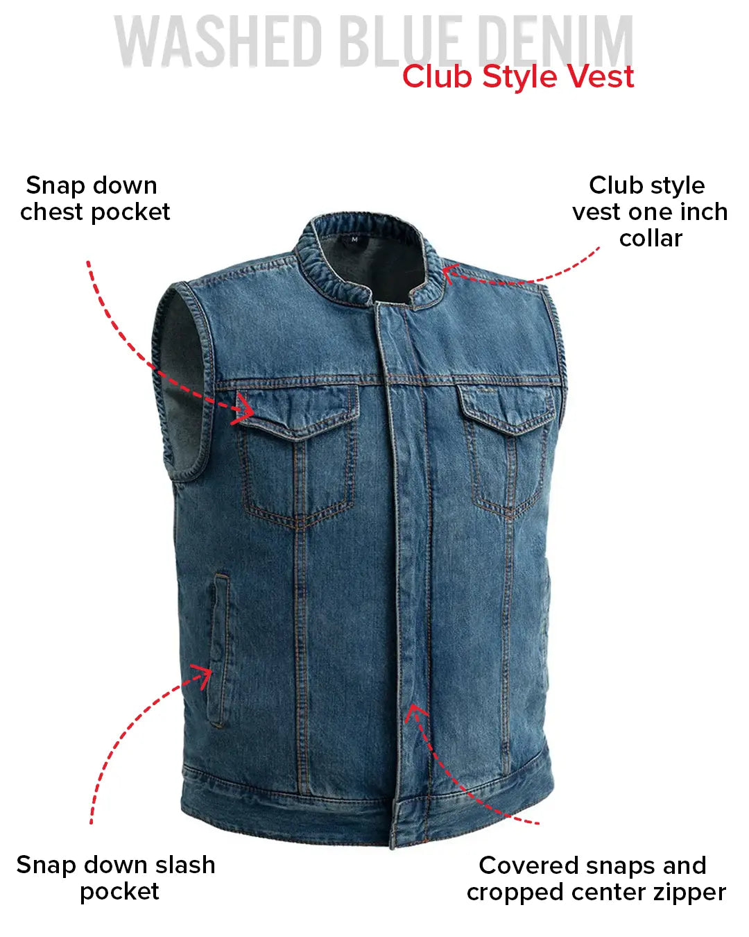Havoc Men's Denim Motorcycle Vest