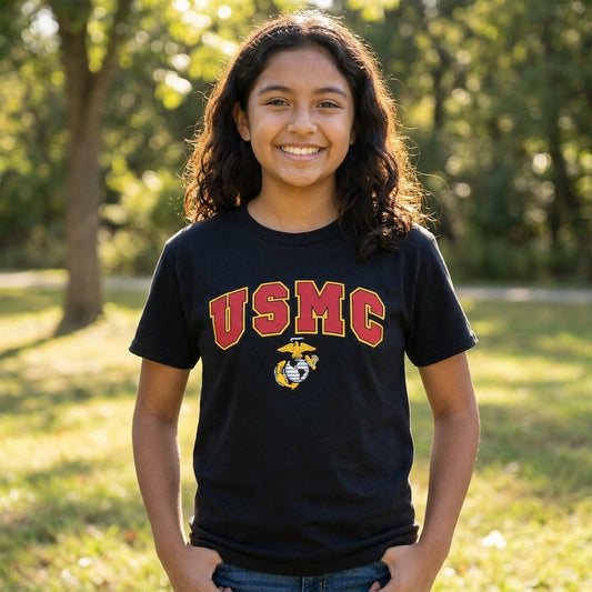 USMC Youth Arch EGA Tee (Black)