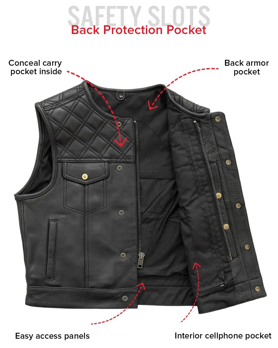 Shell Shock Men's Motorcycle Leather Vest (limited edition)