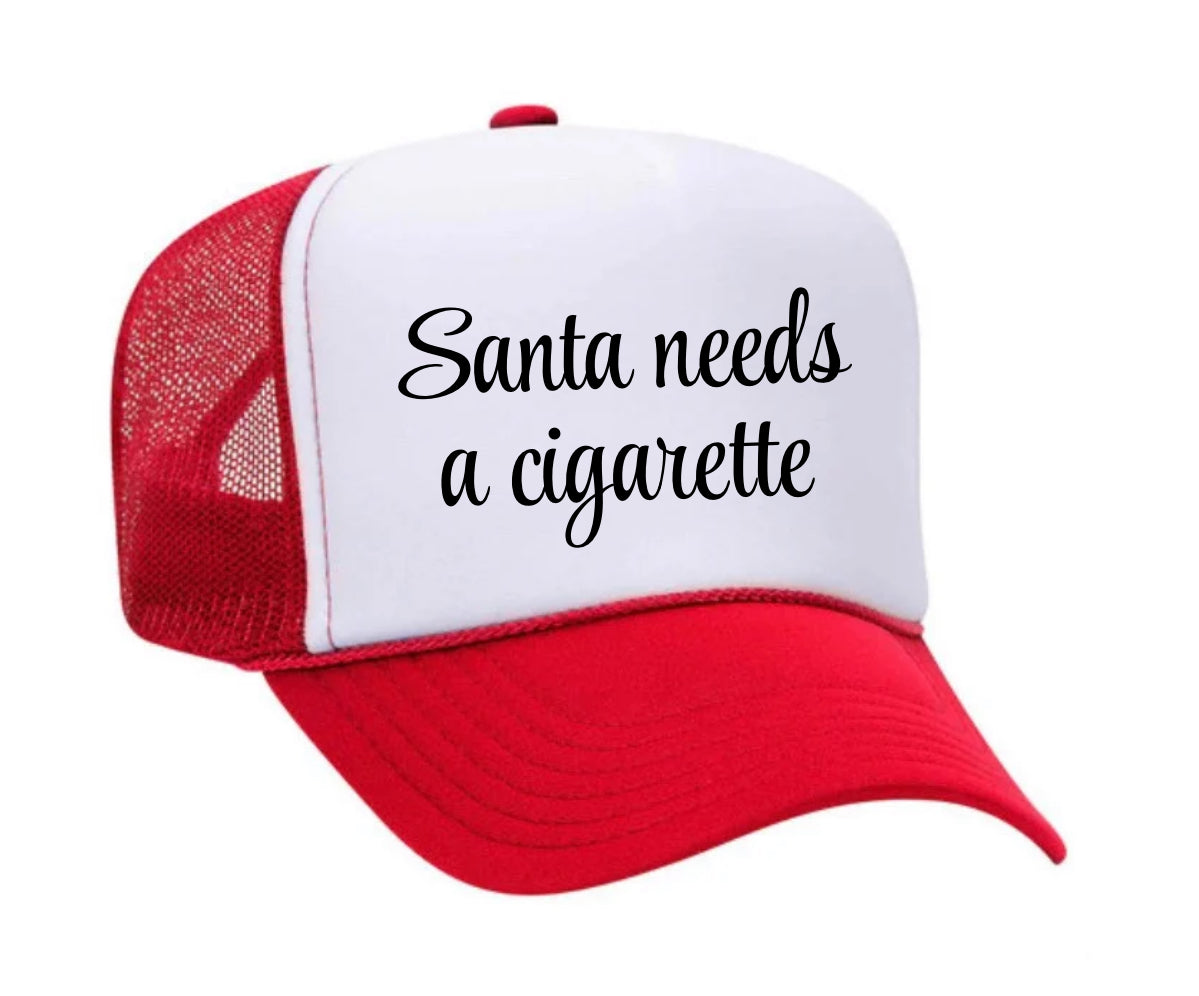 Santa Needs A Cigarette (foam) Trucker Hat