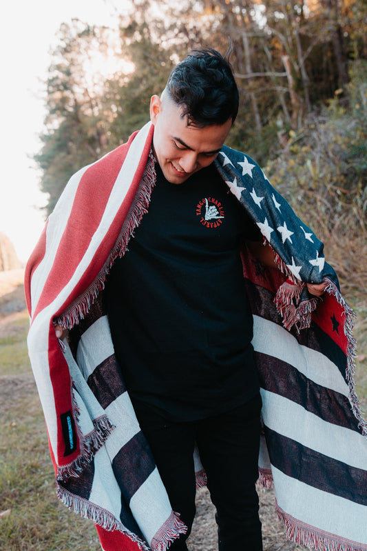 American Flag Jacquard Blanket