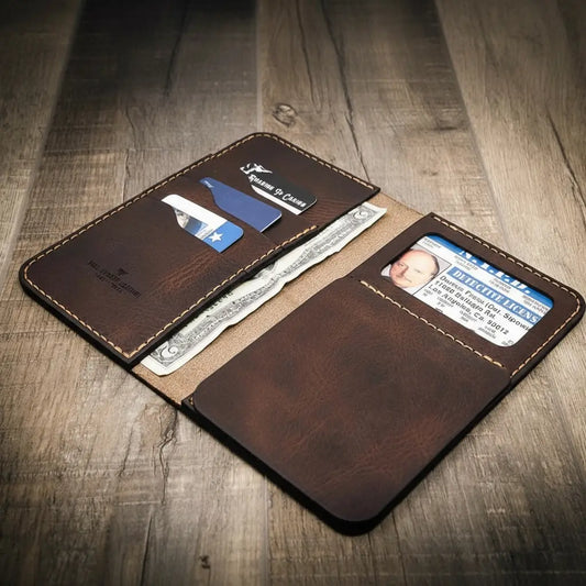 Badge Long Wallet - Walnut Brown