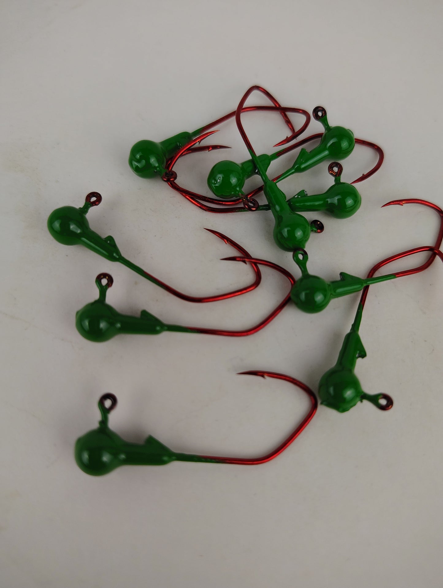 25ct.- 1/16oz. Painted Cam's DIESEL BUILT John Deere Green w/ 1/0 Deadly Blood Hooks (Chemically Sharpened)