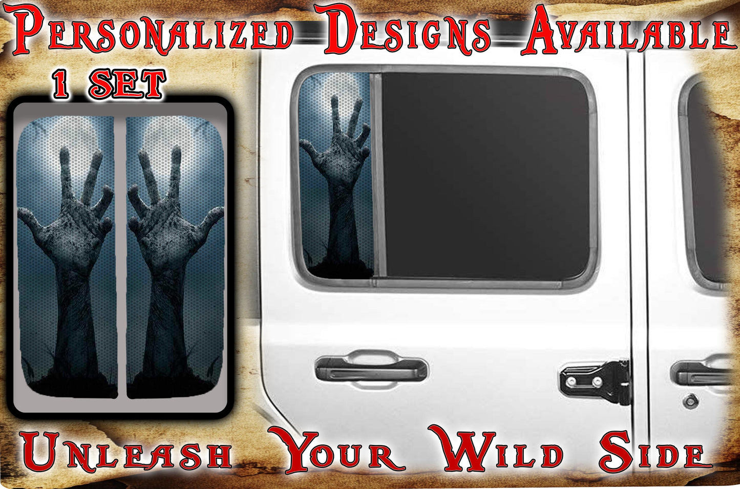 zombie hand Side door window decal 112