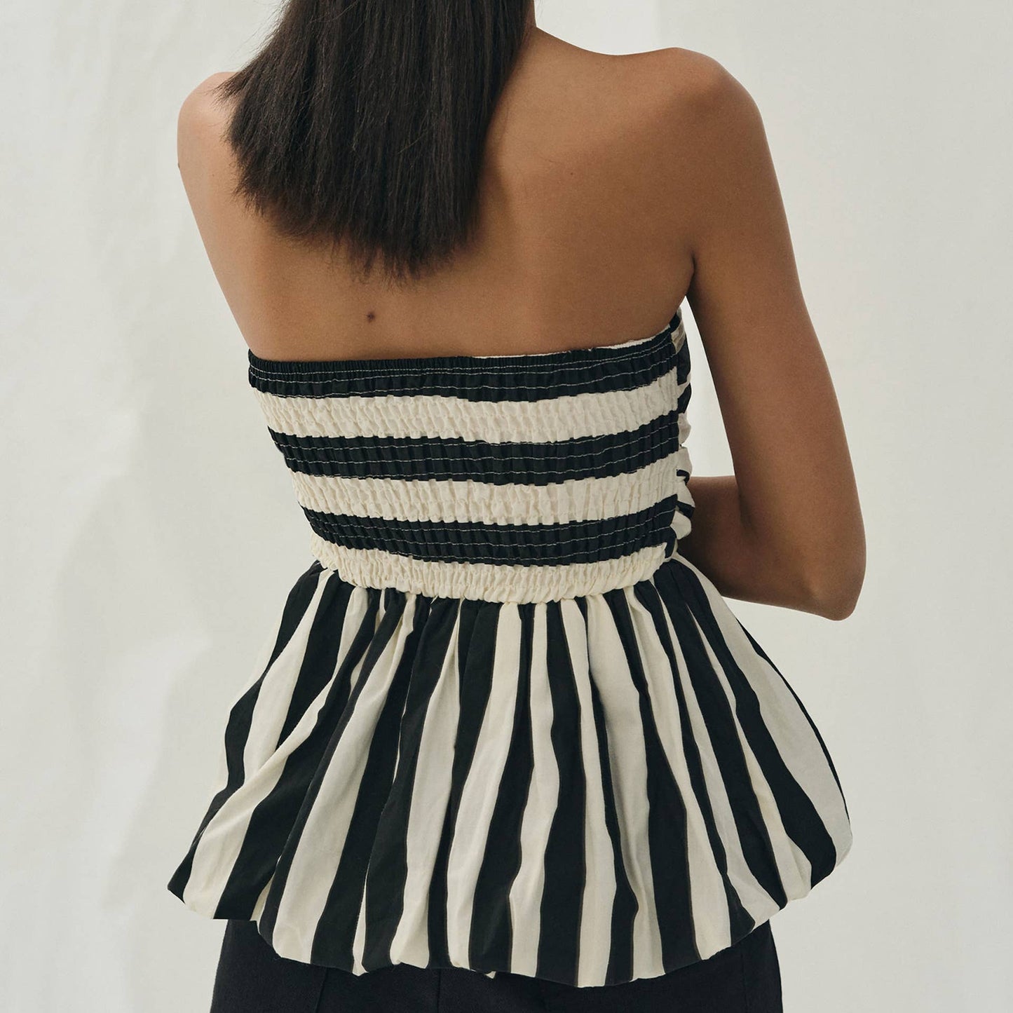 Black & White Striped Bubble Tube Top