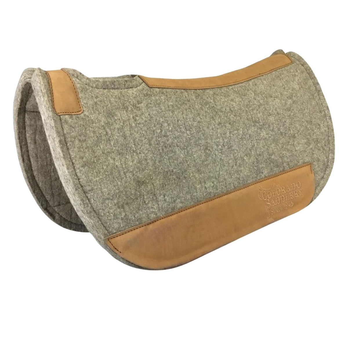 Natural Beige 100% Pressed Wool Saddle Pad with Brown Stitching
