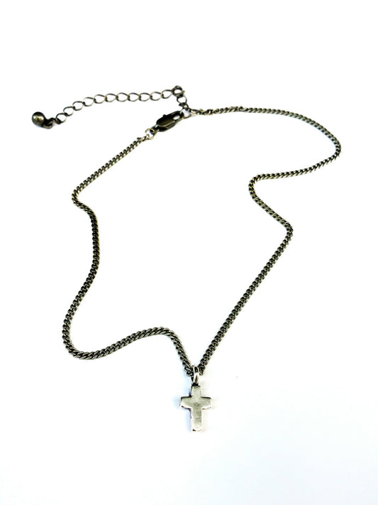Mini Cross of Comfort Necklace - Sterling Silver Choker Charm