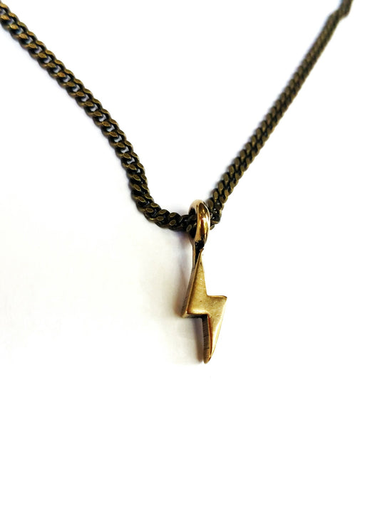 Mini Bolt Necklace - Bronze Choker Charm