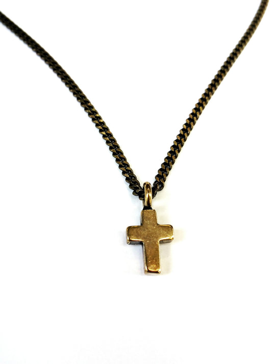 Mini Cross of Comfort Necklace - Bronze Choker Charm