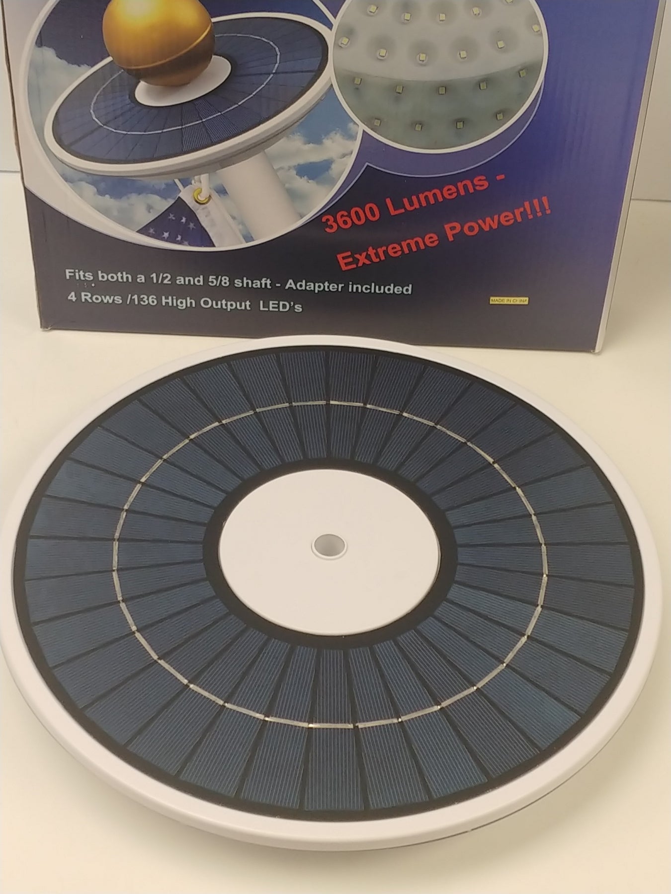 Quadruple-Row Solar Flagpole Top Light | 136-LED High-Output Flag Illumination