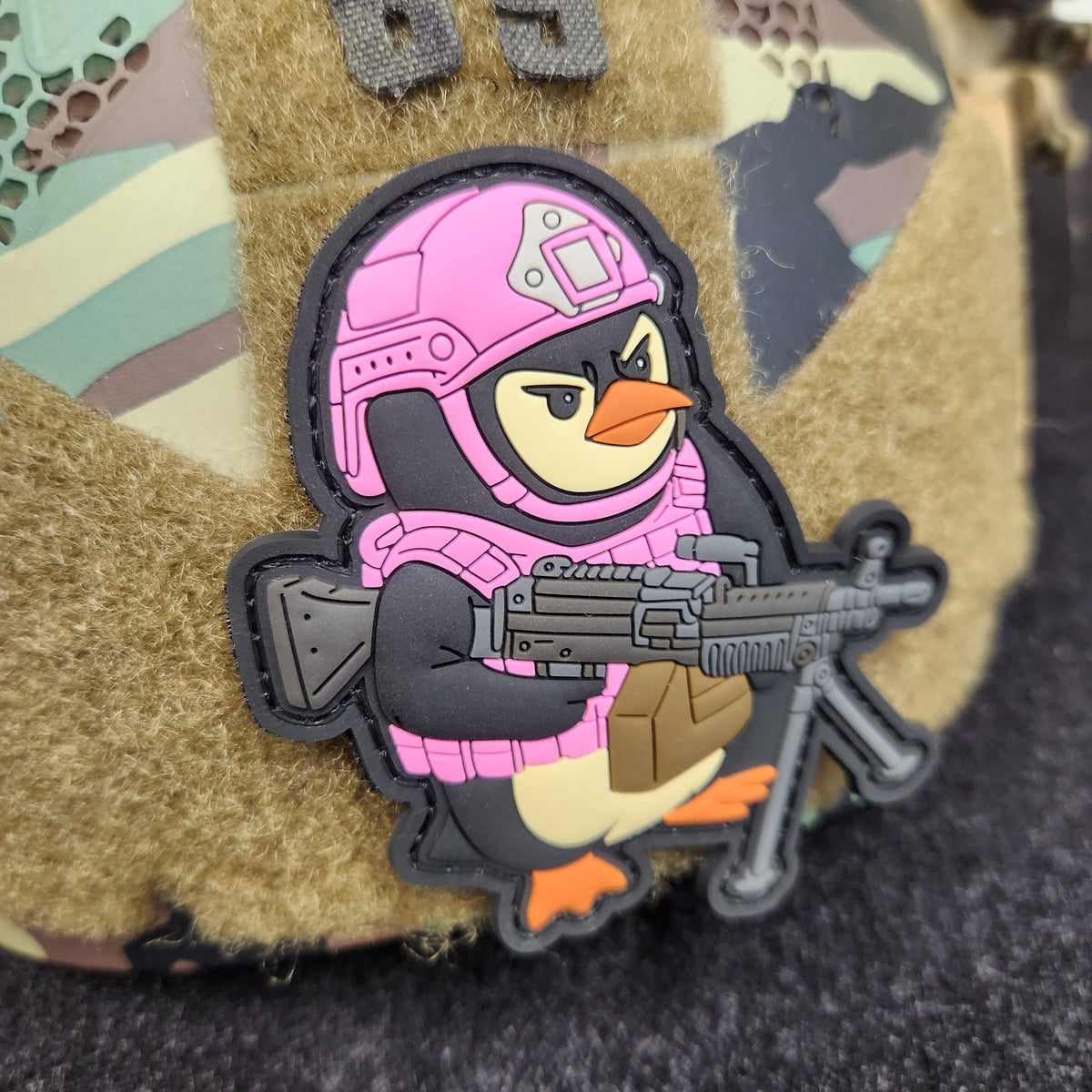 Tuxedo of Violence - Penguin - 3.5" PVC Patch - Pink Gear