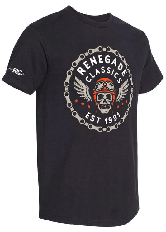 RC Chain Skull Graphic Mens Motorcycle T Shirt