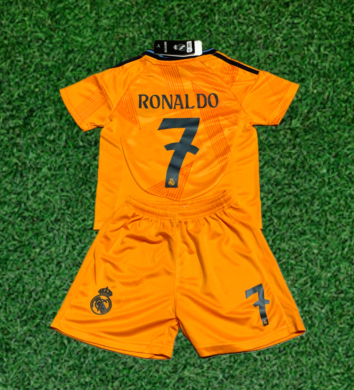 Ronaldo 7 Real Madrid Away Orange 3rd Jersey Toddler/Youth Soccer Jersey Kids Kit