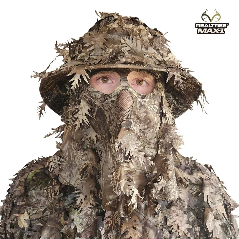 Hunting Hat & Camo Mask: 3D Leafy Bucket / Boonie Hat (Mossy Oak / Realtree)