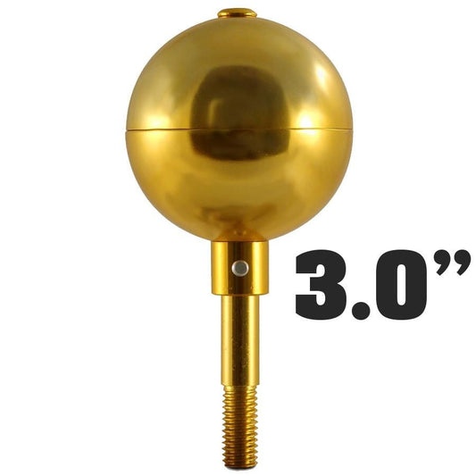 3 Inch Anodized Aluminum Gold Flagpole Ball Topper