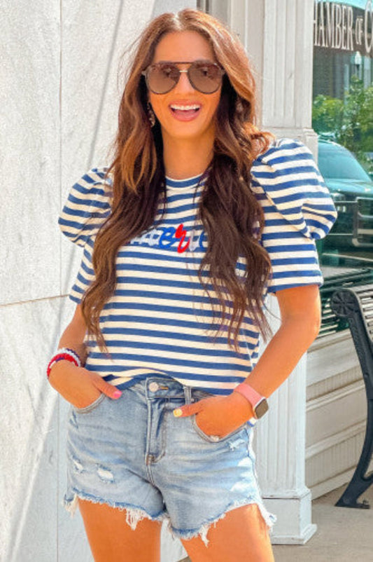 America Puff Sleeve Top