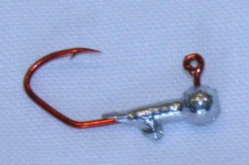 35 pc Cam's 1/16 Round Jig Head #2 Red (Laser Sharpe) Nasty Bend Hooks Barb Collar