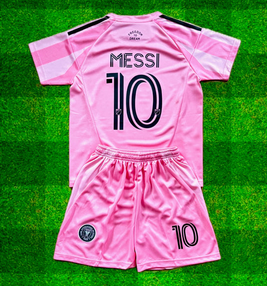 New Pink Lionel Messi Home Kids Soccer Jersey Pink Set of 2 | Toddler & Youth