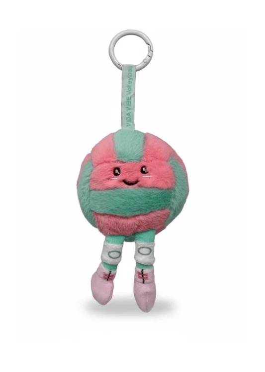 Plush Teal & Pink Volleyball Keychain
