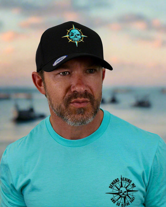 Nautical Compass - Black Never Fade Fitted Cap