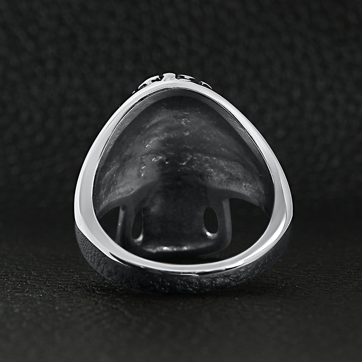 Stainless Steel Polished Flaming Skull Ring