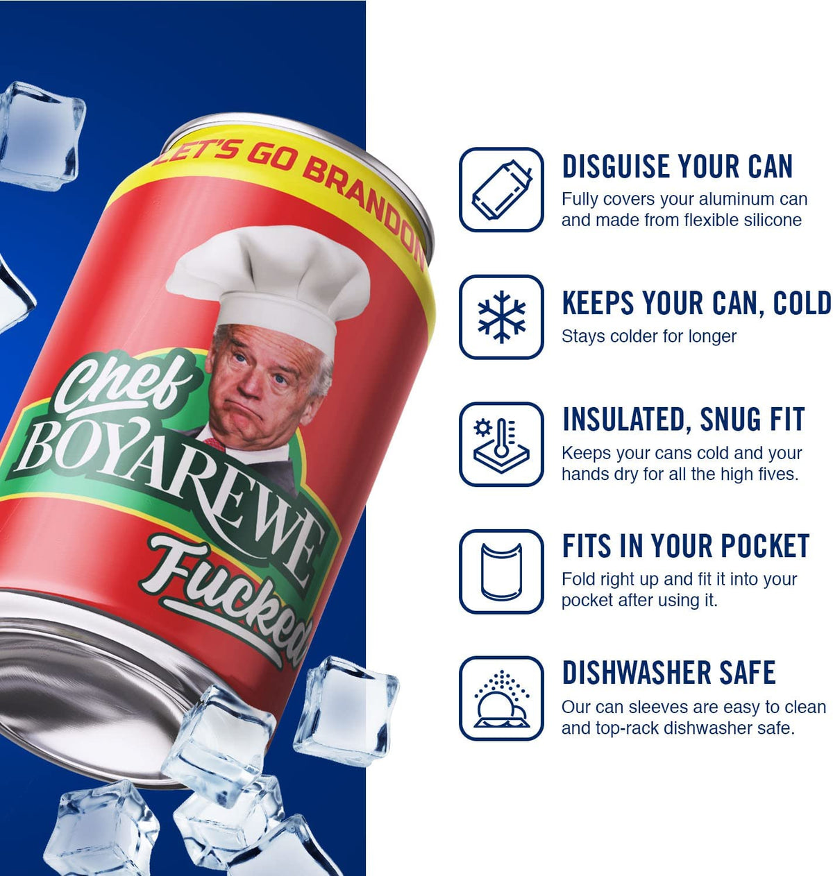 Chef Boy Are We Fucked Beersy Silicone Sleeve Hide-a-Beer Can Cooler