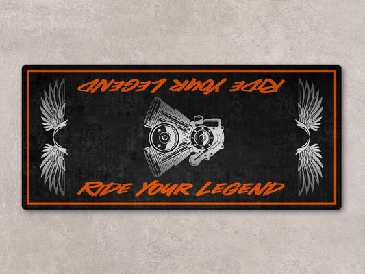 MPM Motorcycle Mat for Cruiser Motorcycle "Ride Your Legend" - MM7303