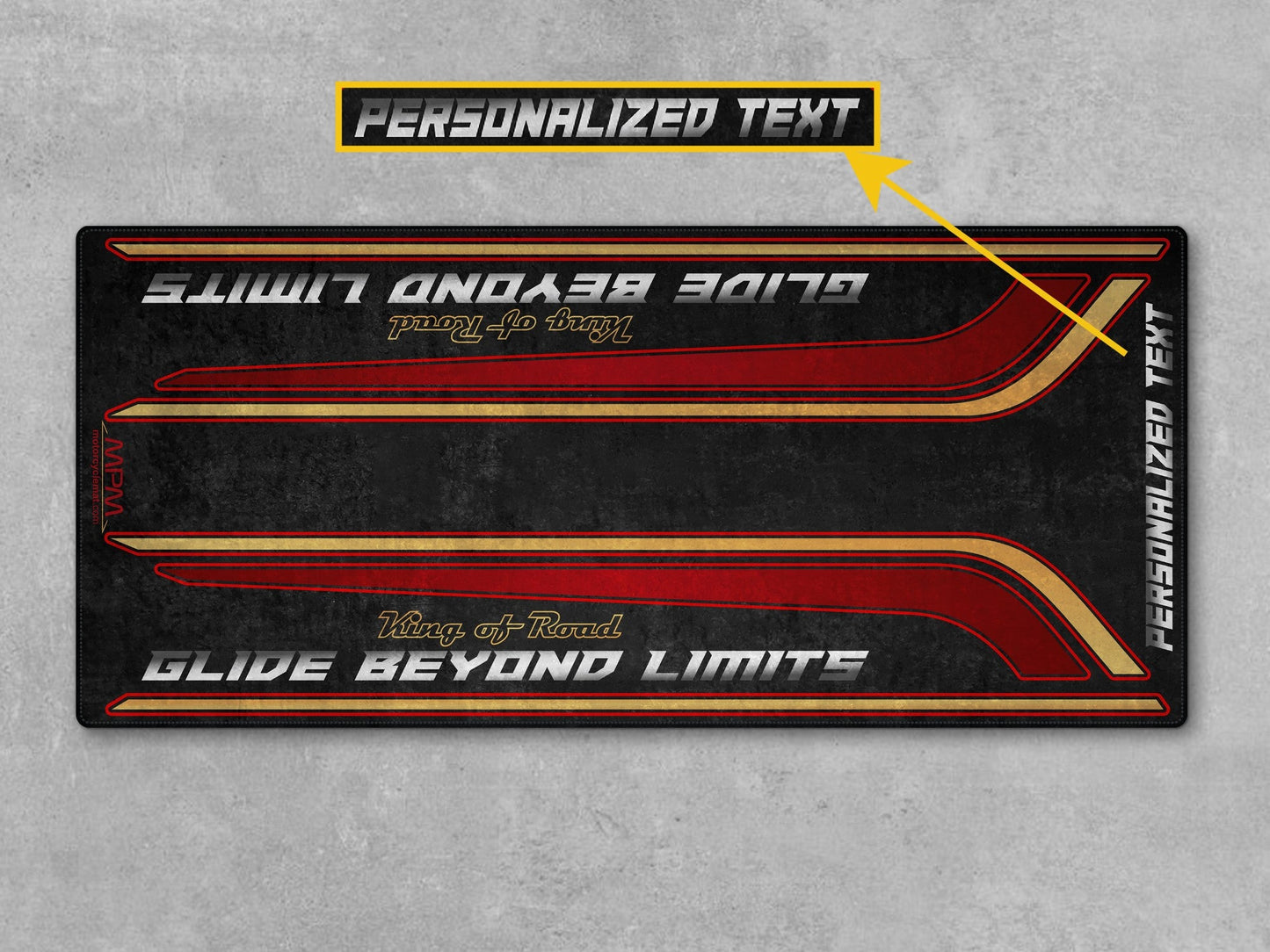 MPM Motorcycle Mat for Special Cruiser Motorcycle "Glide Beyond Limits - King of Road" - MM7351