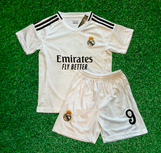 Kylian Mbappe Real Madrid White Home Jersey Toddler/Youth Soccer Jersey Kids Kit
