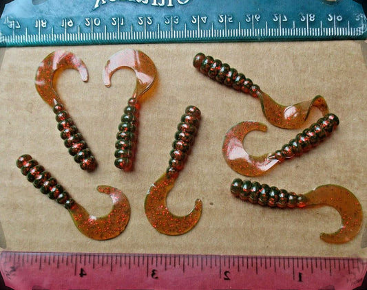 35 ct Cam's 2" Motor Oil Curly Tail Grub Crappie Soft Jig &Trout ,Bream Panfish