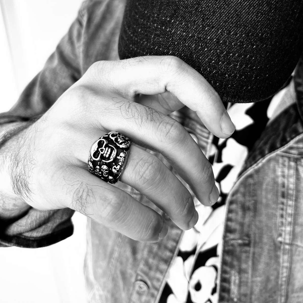 Stainless Steel Polished Multiple Skulls Ring