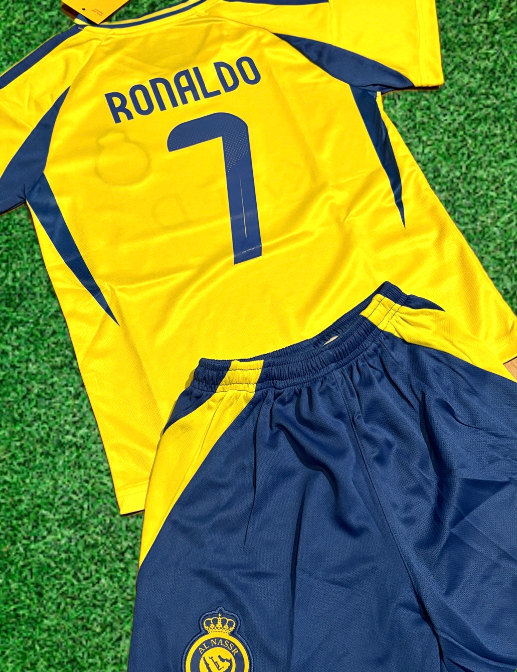 Ronaldo Yellow Al Nassr Kids Away Soccer Jersey Kit Youth Toddler Sizes