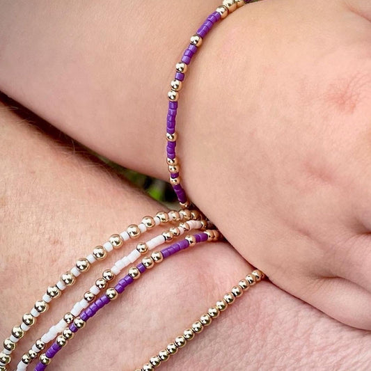 14K Gold Filled and Purple Color Seed Bead