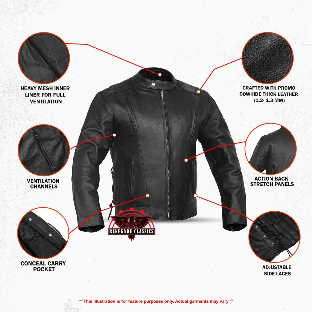 AM Knucklehead Premium Black Men's Leather Motorcycle Jacket