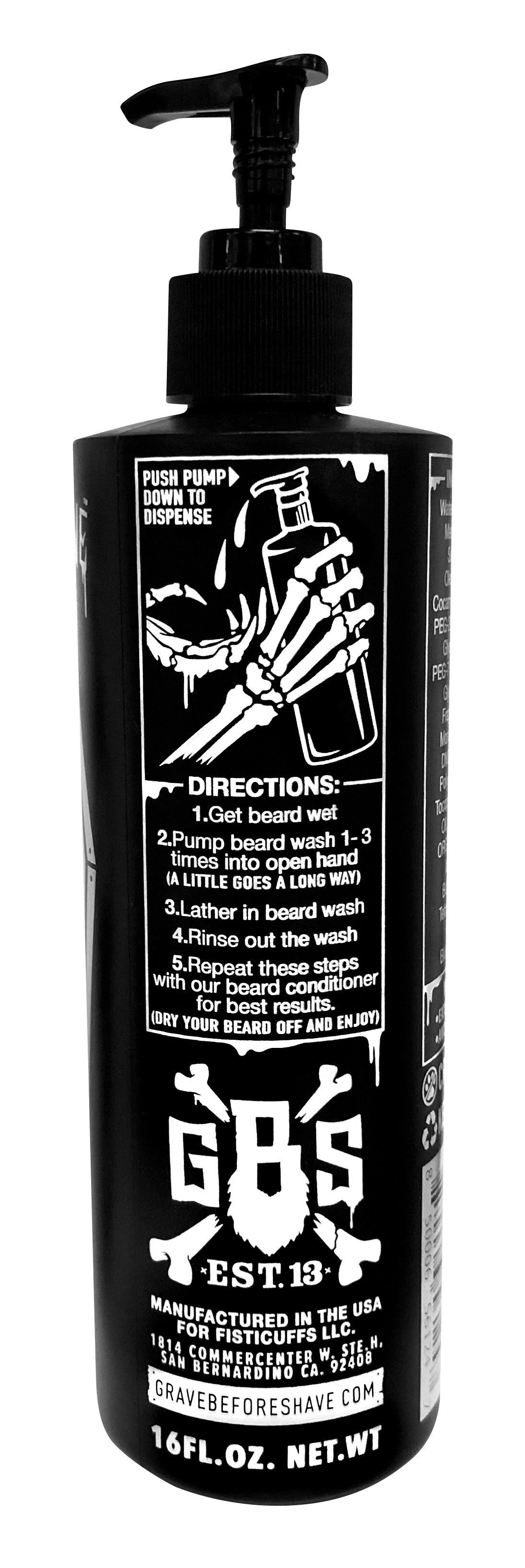 GRAVE BEFORE SHAVE™ BEARD WASH SHAMPOO 16oz. Pump-top