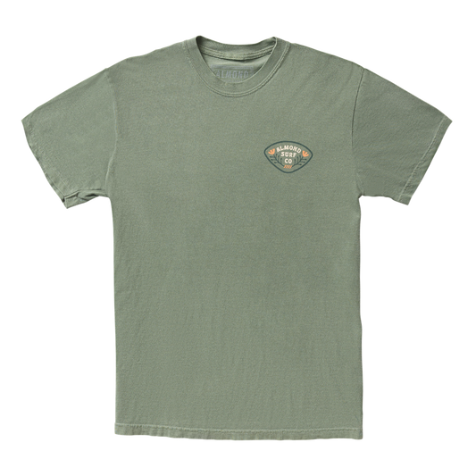 Almond Poppy Badge Tee | Moss Green