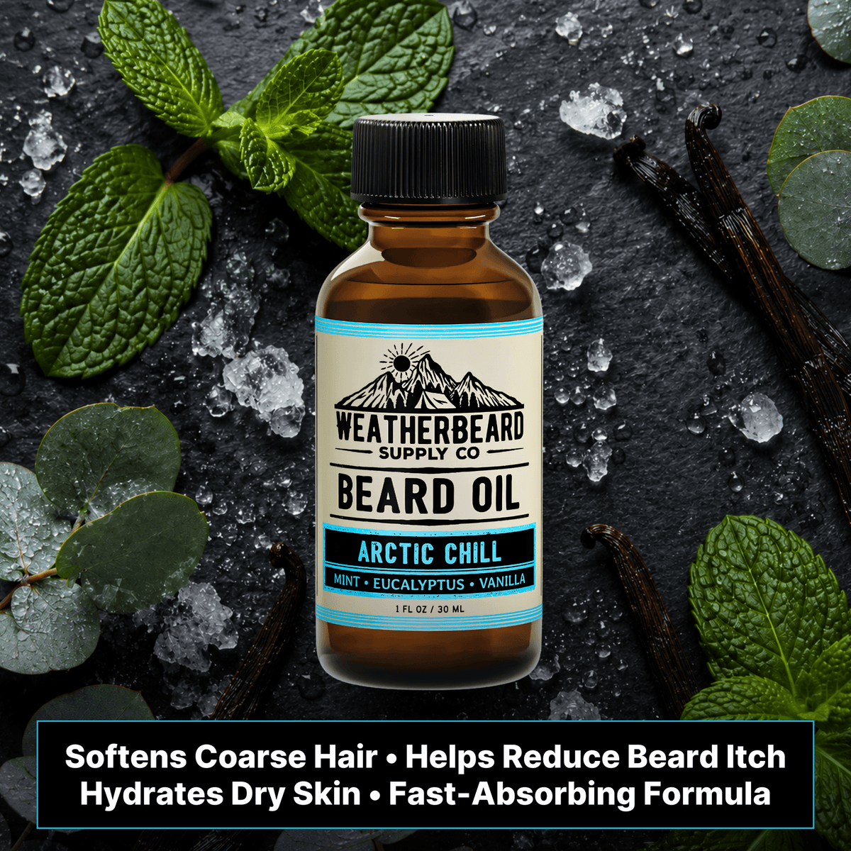 Arctic Chill Beard Oil - Mint, Eucalyptus, Vanilla