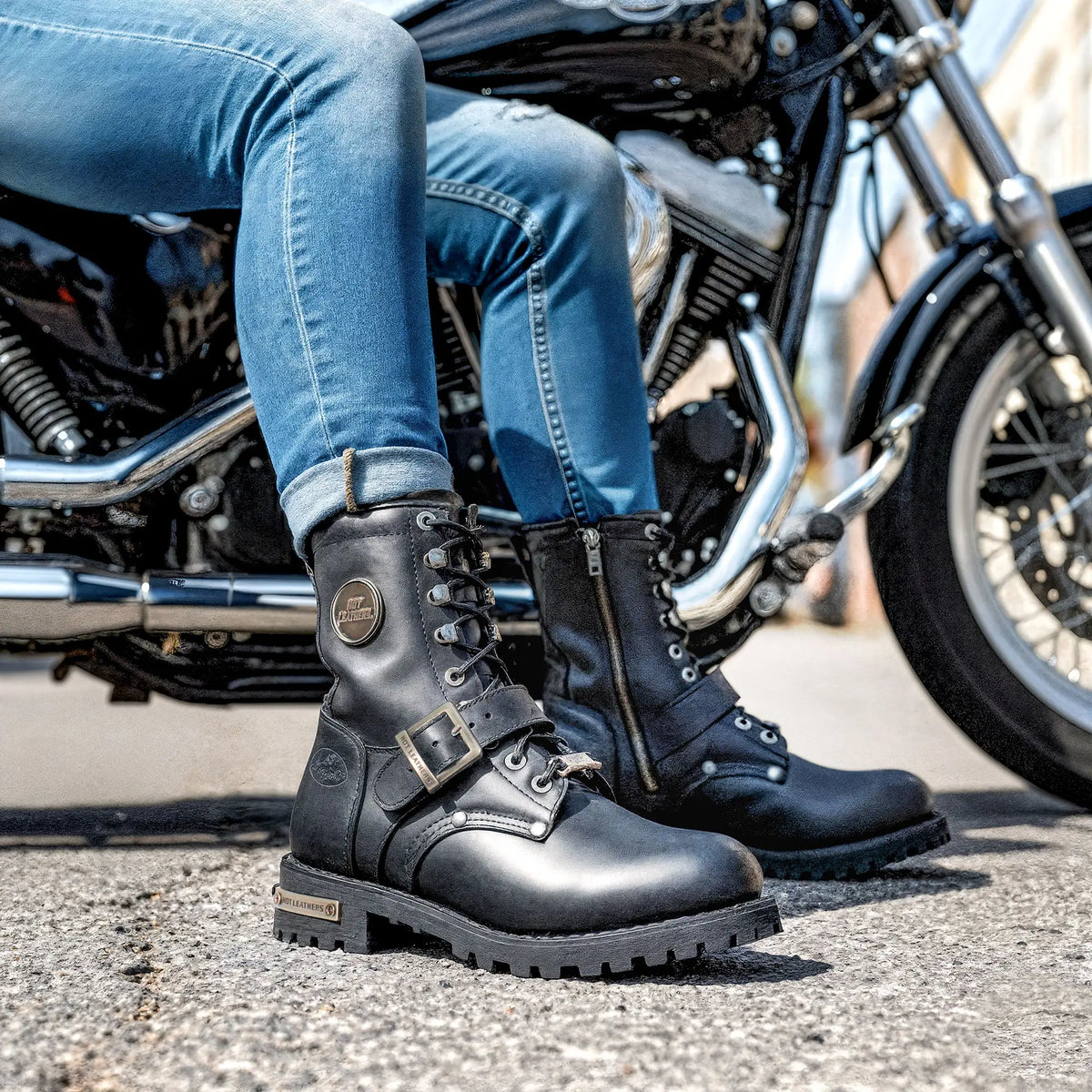 Ladies Iron Rose Black Logger Boots - BTL1001