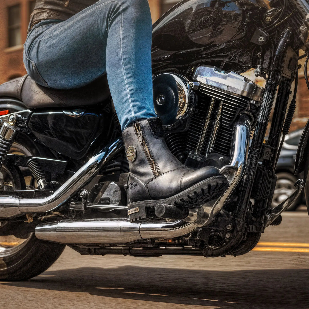 Ladies Double Trouble Black Zipper Boots - BTL1002