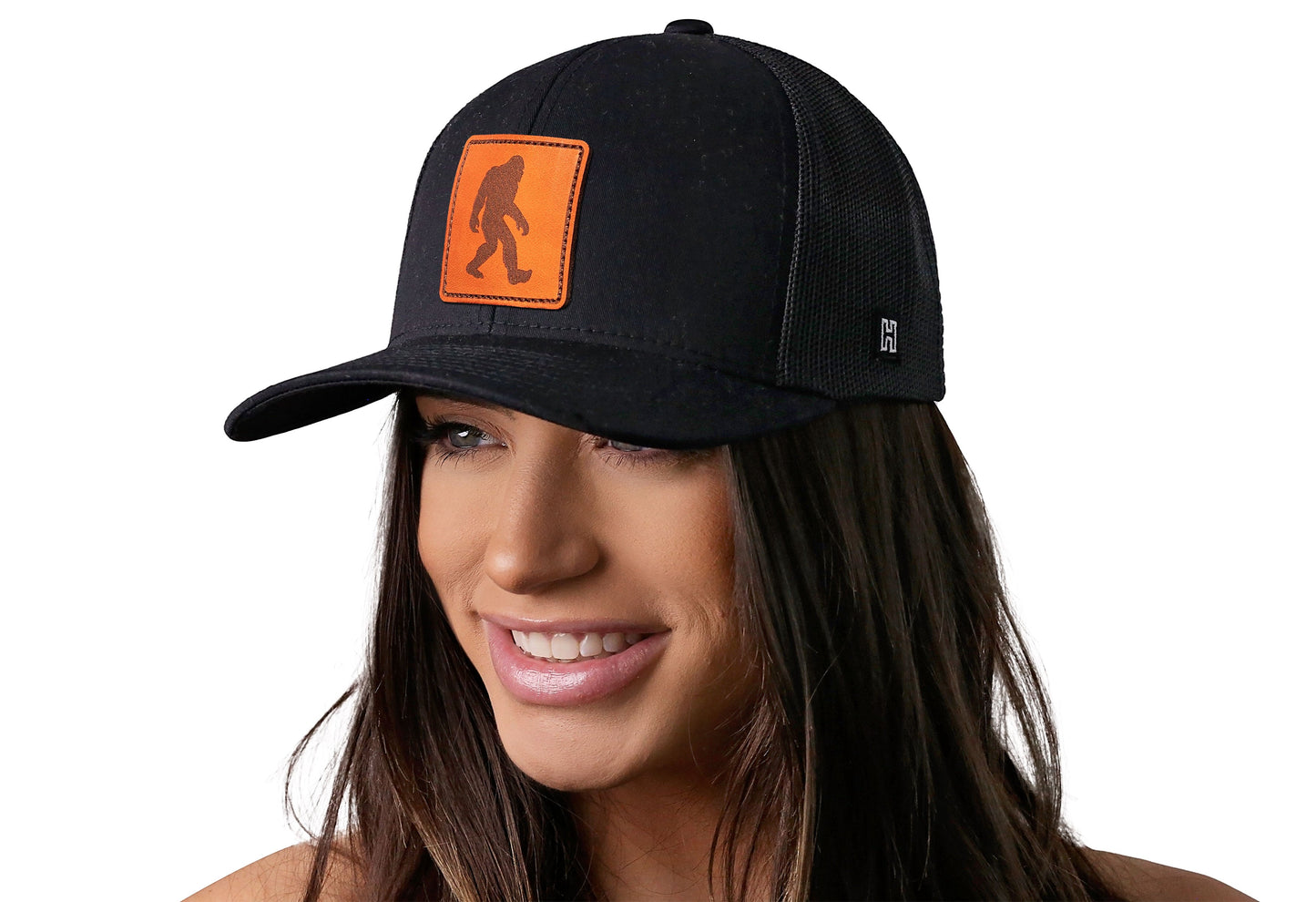 Bigfoot Leather Trucker Hat | Black Sasquatch Snapback