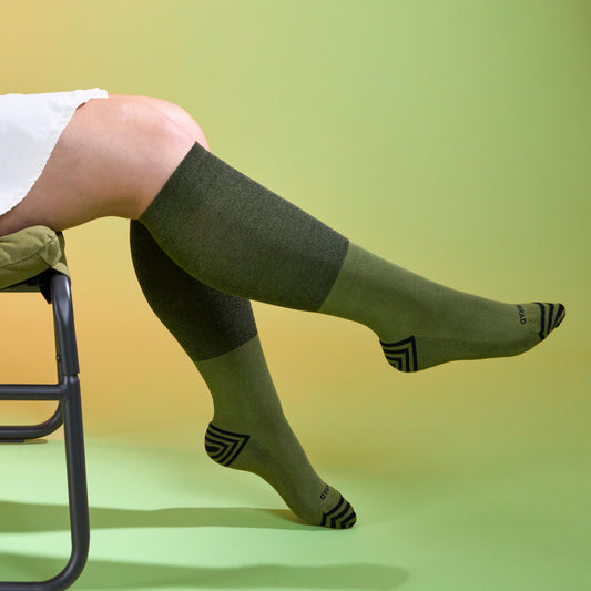 CloudCotton Compression Socks – Colorblock Olive