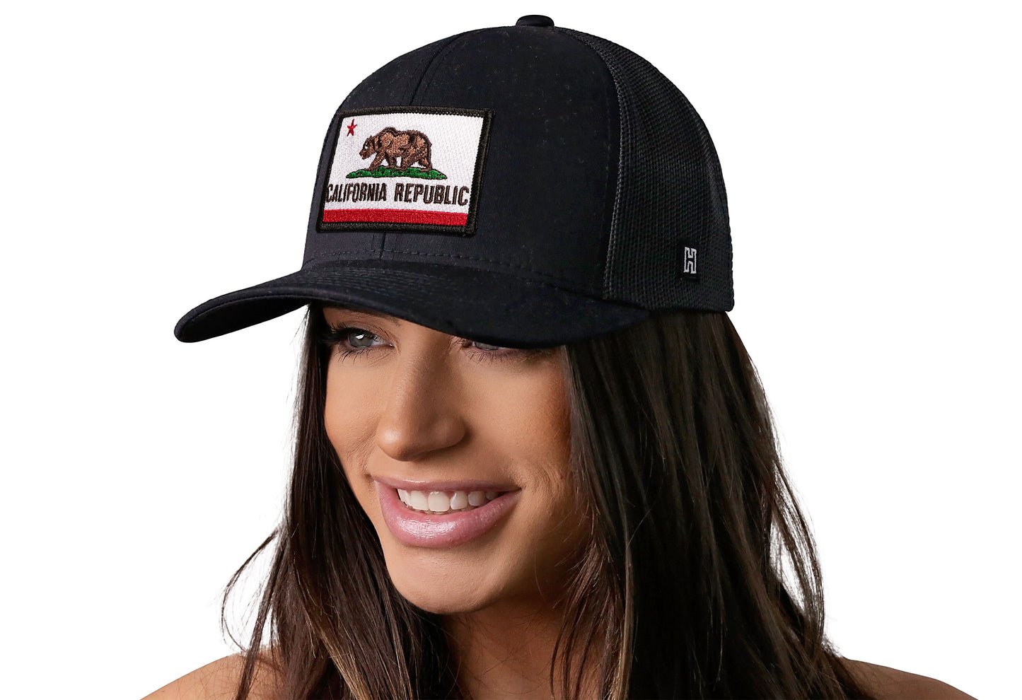 California Flag Trucker Hat | Black CA Snapback