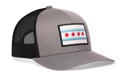 Chicago Flag Trucker Hat | Gray-Black City Snapback