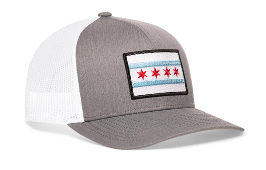 Chicago Flag Trucker Hat | Gray-White City Snapback