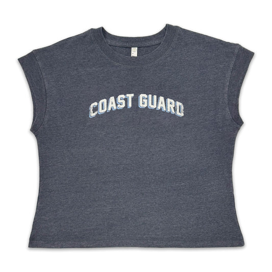 Coast Guard Ladies Distressed Arch T-Shirt (Washed Navy)