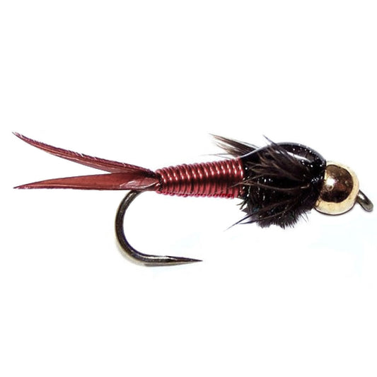 3 Pack Barbless Bead Head Red Copper John Nymph Fly Fishing Flies - Hook Size 12