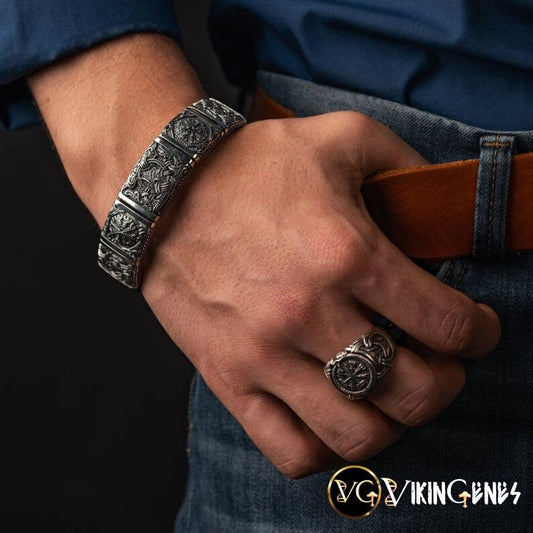 Viking Hugin & Munin Leather bracelet