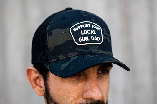 Support Your Local Girl Dad Patch Snapback Hat (Multicam Blackl)