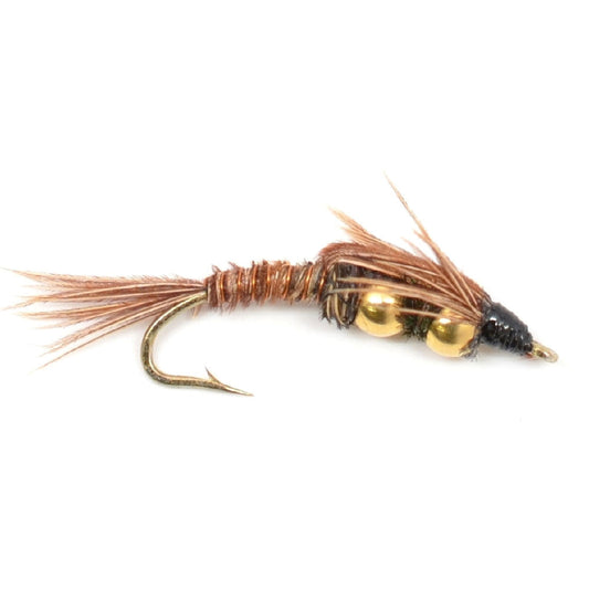 Double Bead Pheasant Tail Nymph Fly Fishing Flies - 6 Flies Hook Size 12